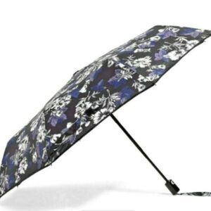 New VERA BRADLEY Umbrella Frosted Floral Pattern NWT Automatic Blue Blac…